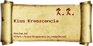 Kiss Kreszcencia névjegykártya